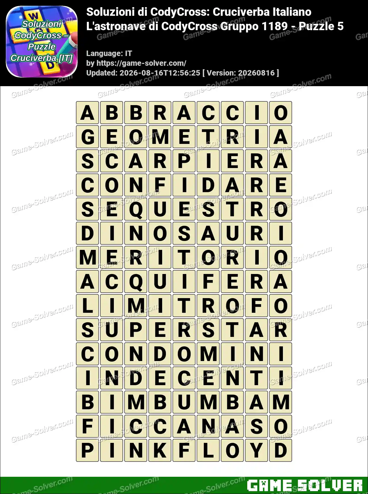 Soluzioni di CodyCross: Cruciverba Italiano L’astronave di CodyCross Gruppo 1189 – Puzzle 5